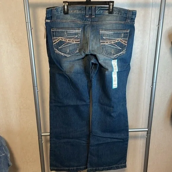 Cruel Girl NWT Relaxed Rosalie Denim Wide Leg Jeans Size 13 Reg Bling Pockets - Picture 3 of 8